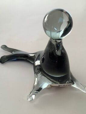 MURANO Vintage Art Glass Seal Sculpture Sticker intact Vintage 1970s